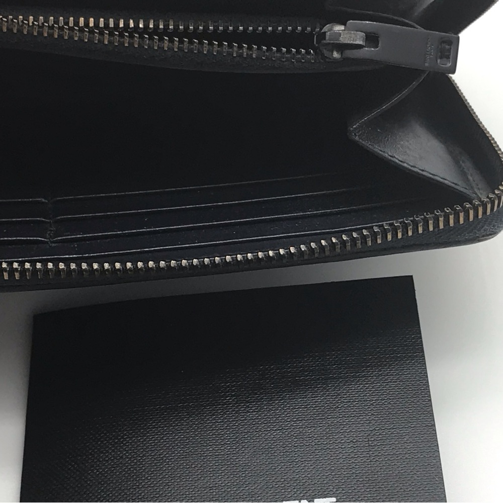 YSL   SAINT LAURENT BLACK Lshaped ROUND LONG LEATHER ZIP WALLET   EUC - Picture 7 of 14